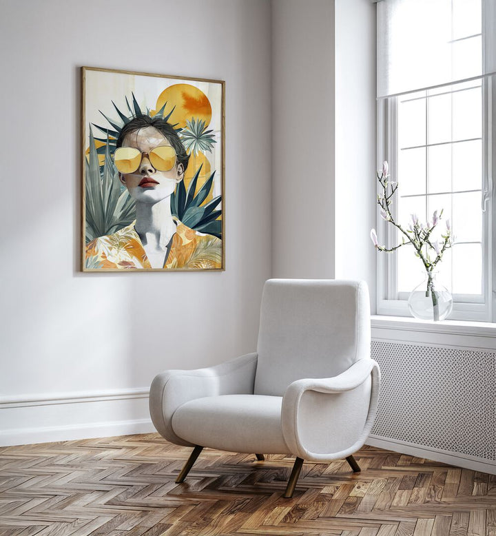 Stylish interior featuring TOO HOT FOR ME II, PORTRAITS artwork, perfect for art lovers and creative enthusiasts.