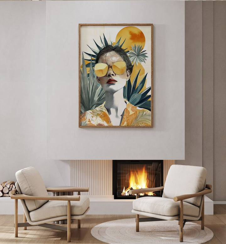 Stunning artwork from TOO HOT FOR ME II, PORTRAITS, featuring a chic figure surrounded by vibrant tropical elements.