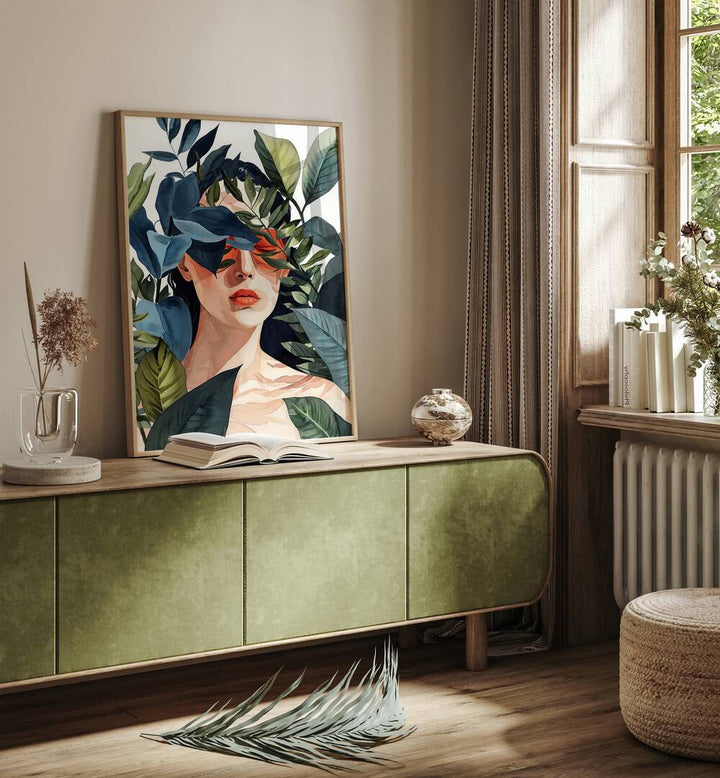 Stunning artwork from TOO HOT FOR ME III, PORTRAITS, featuring a vibrant figure surrounded by lush foliage.