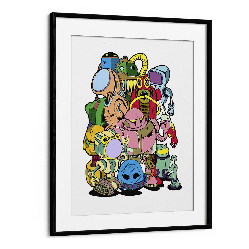 Toon-O-Bots Rollout Comic Art Artwork in Black Frame With Mount