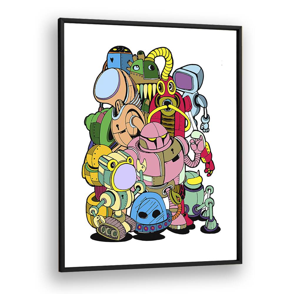 Toon-O-Bots Rollout Comic Art Artwork in Black Plain Frame