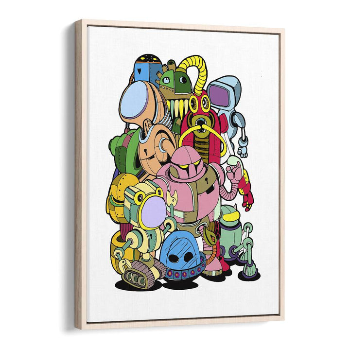 Toon-O-Bots Rollout Comic Art Artwork in Oak Wood Floater Frame