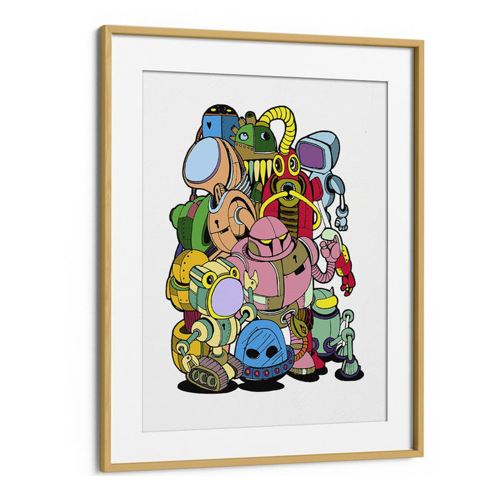 Toon-O-Bots Rollout Comic Art Artwork in Oak Wood Frame With Mount