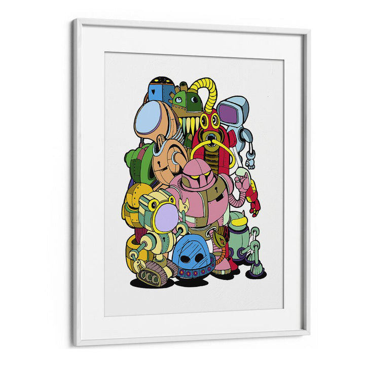 Toon-O-Bots Rollout Comic Art Artwork in White Frame With Mount