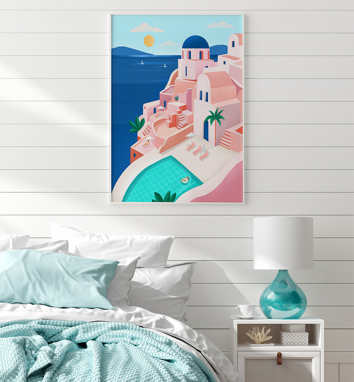 TRANQUIL MEDITERRANEAN COASTAL SCENE , TRAVEL POSTERS