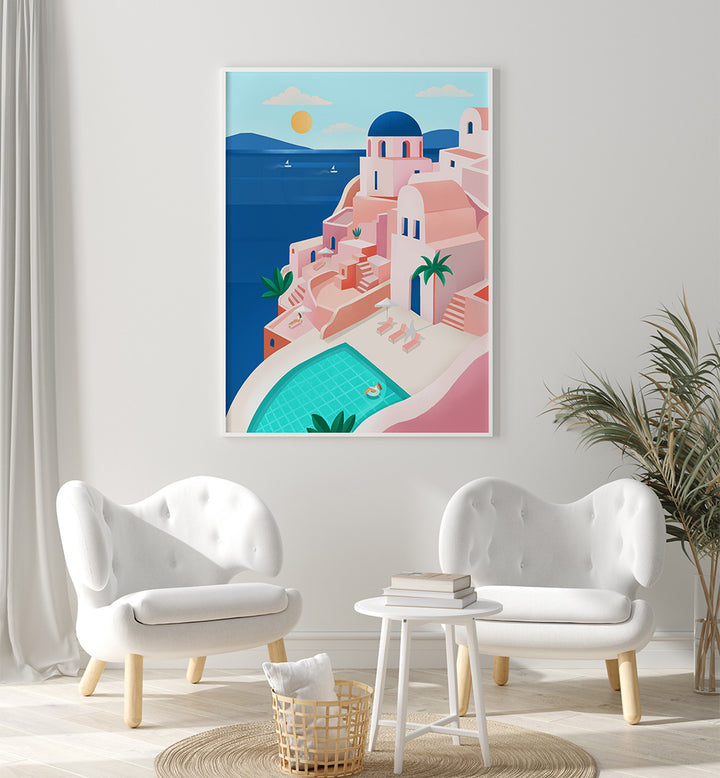 TRANQUIL MEDITERRANEAN COASTAL SCENE , TRAVEL POSTERS