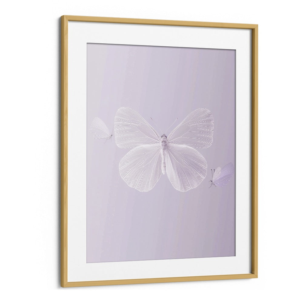 Translucent Butterfly Kids Art Artwork in Oak Wood Frame With Mount
