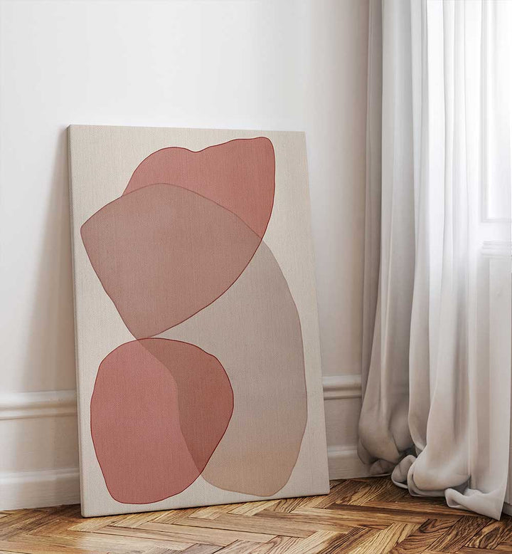 TRANSLUCENT SHAPES IN SOFT PINKS AND REDS , BOHO ART PAINTINGS