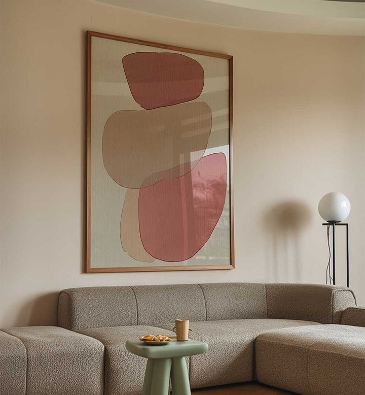 TRANSLUCENT SHAPES IN SOFT PINKS AND REDS II , BOHO ART PAINTINGS