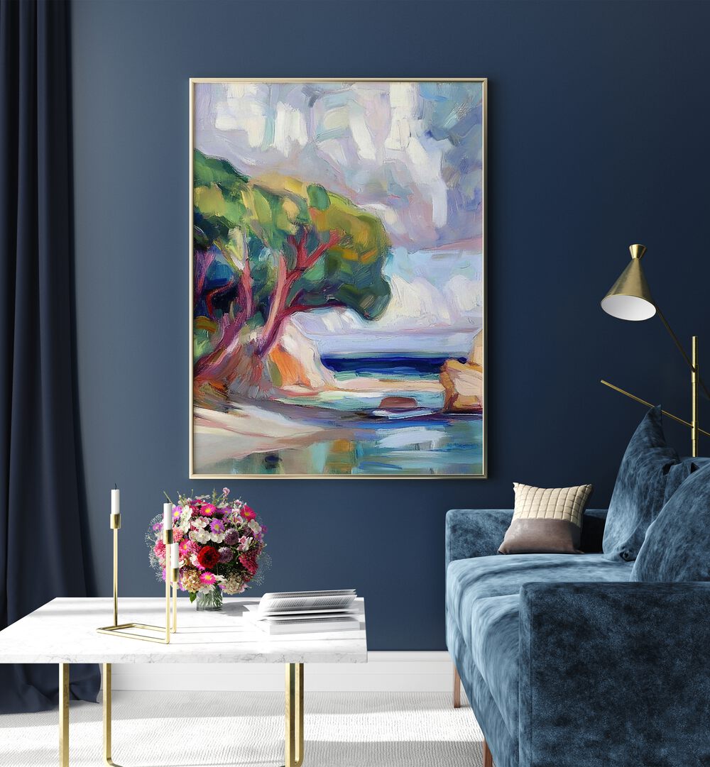 Vibrant TREE BY THE SEA artwork bringing coastal serenity and elegance to your living space. Perfect for nature lovers.