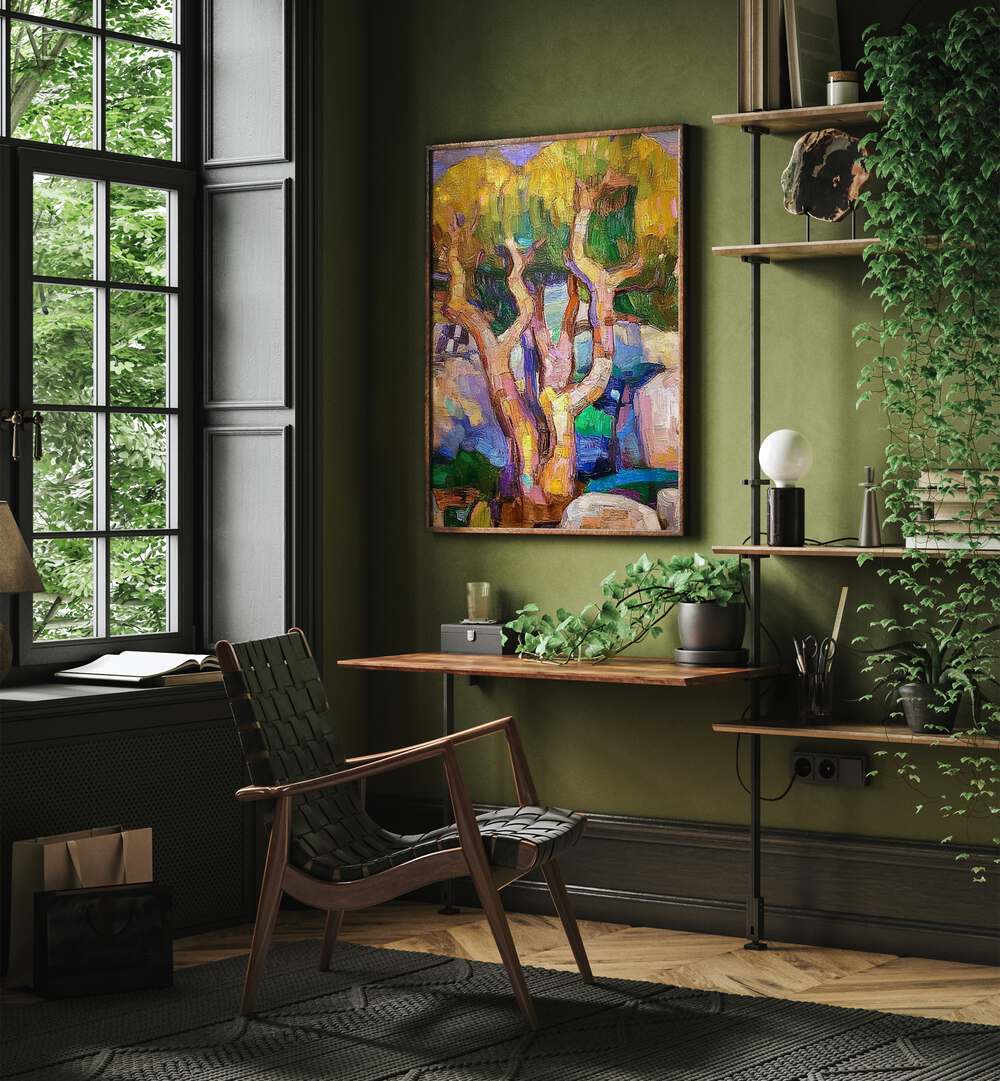 Elegant interior featuring TREE MALLORCA SPAIN artwork, enhancing tranquility in your home or garden space.