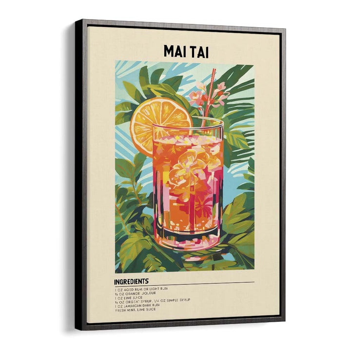 Tropical Elegance Mai Tai Bar & Cafe Artwork in Black Floater Frame