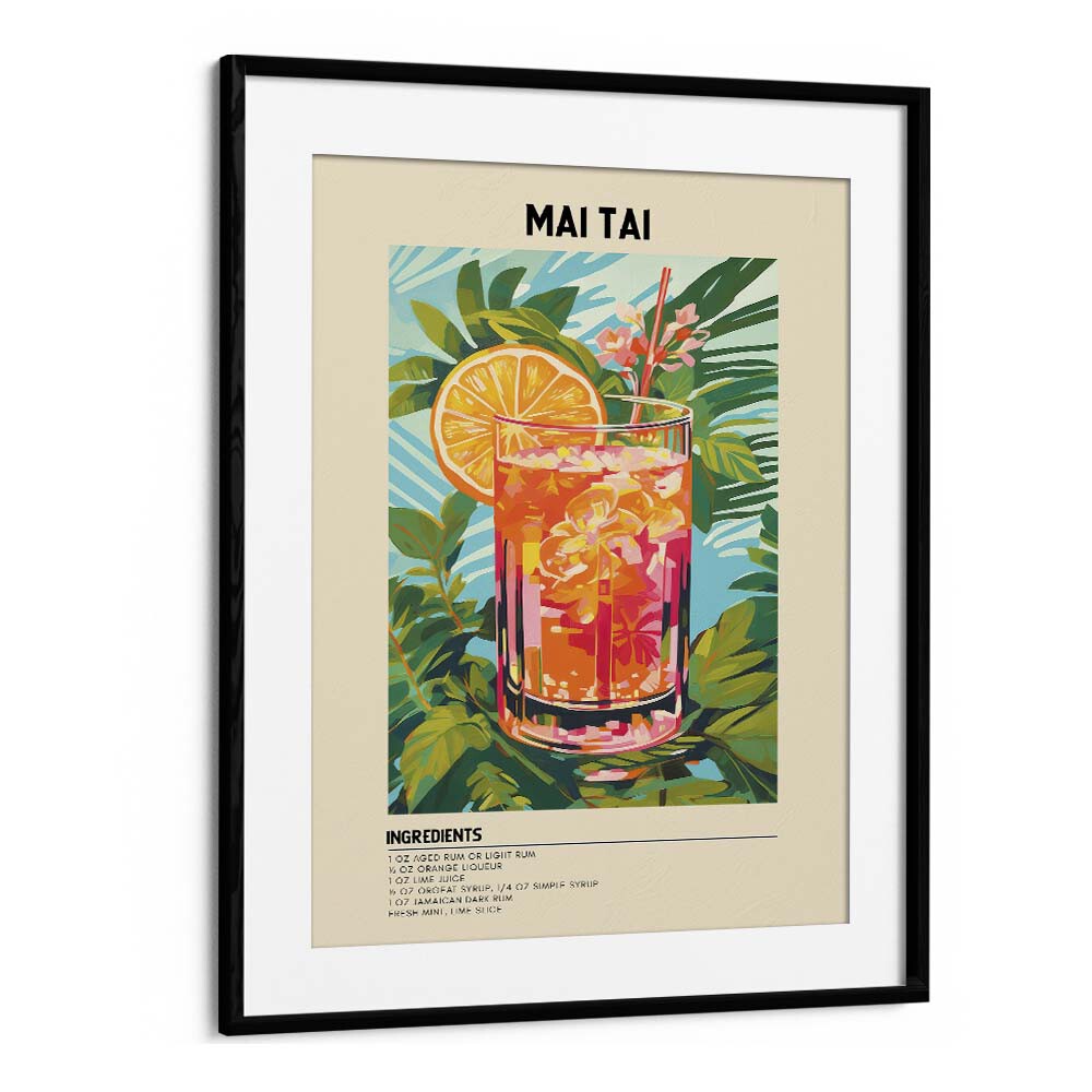 Tropical Elegance Mai Tai Bar & Cafe Artwork in Black Frame With Mount