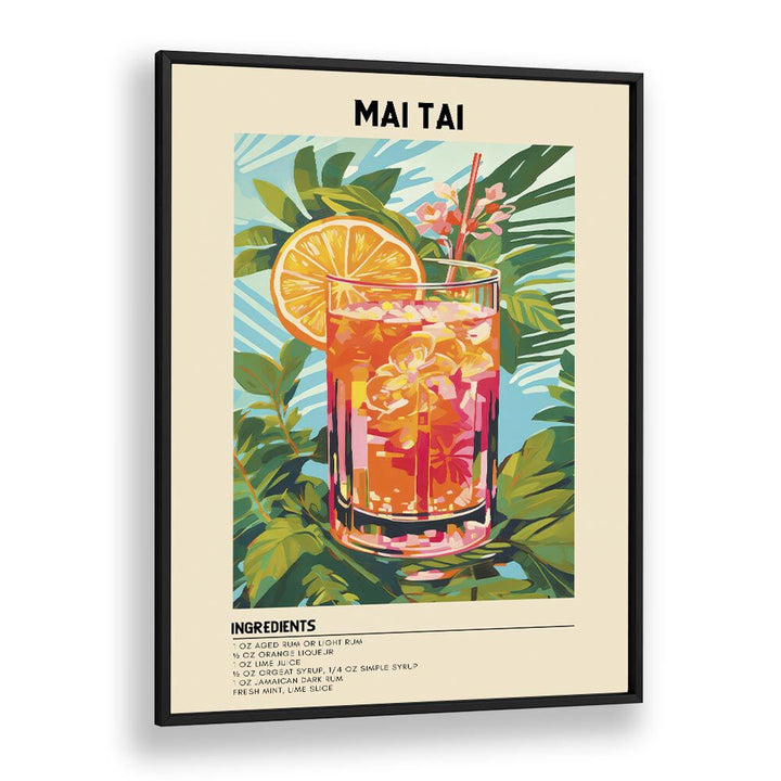 Tropical Elegance Mai Tai Bar & Cafe Artwork in Black Plain Frame