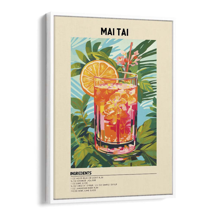 Tropical Elegance Mai Tai & Cafe Artwork in White Floater Frame