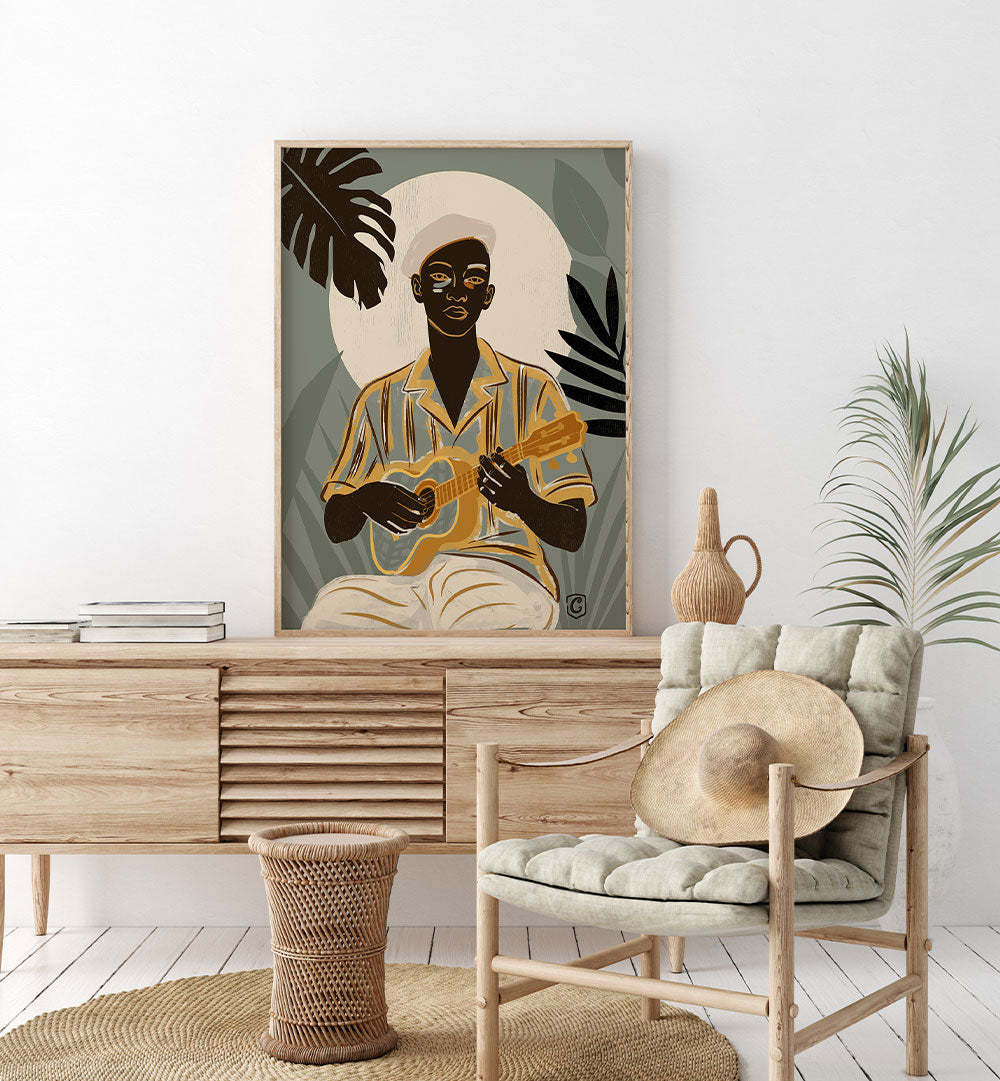 TROPICAL MAN PLAYING UKULELE