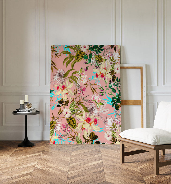 TROPICAL PINK ORCHIDS , FLORAL FLOWER PAINTINGS