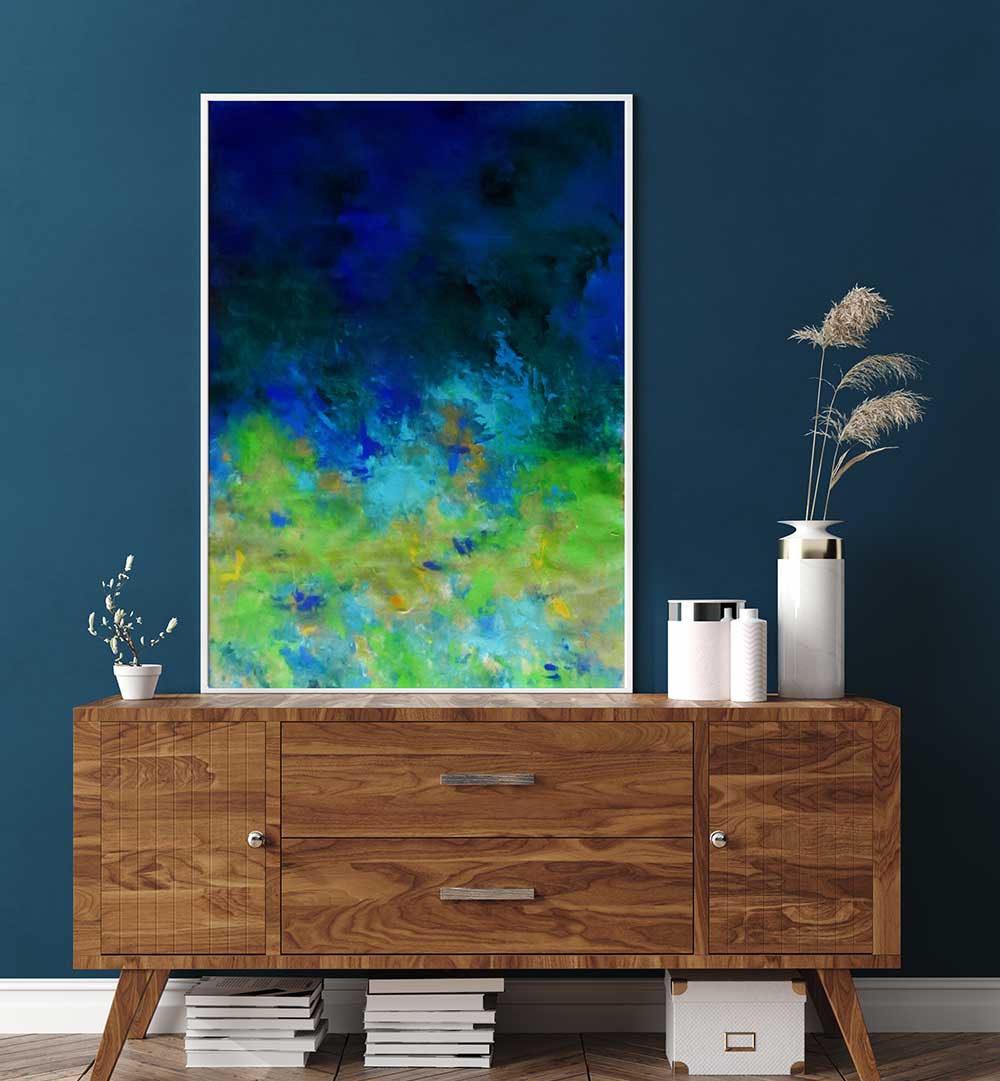 Transform your space with vibrant TROPICAL WATER, ABSTRACT PAINTINGS, showcasing serene, fluid hues for a tropical paradise.