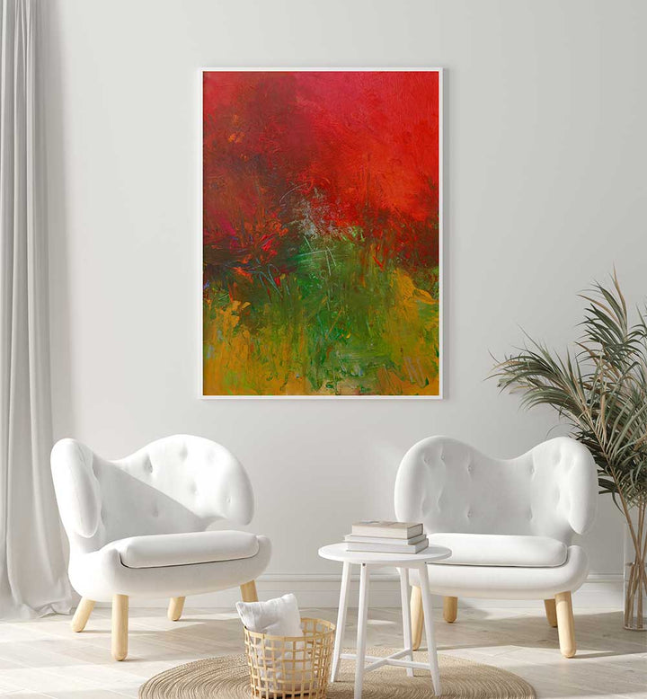Vibrant TROPICS II, ABSTRACT PAINTINGS adorn a modern living space, enhancing decor with captivating colors and emotions.