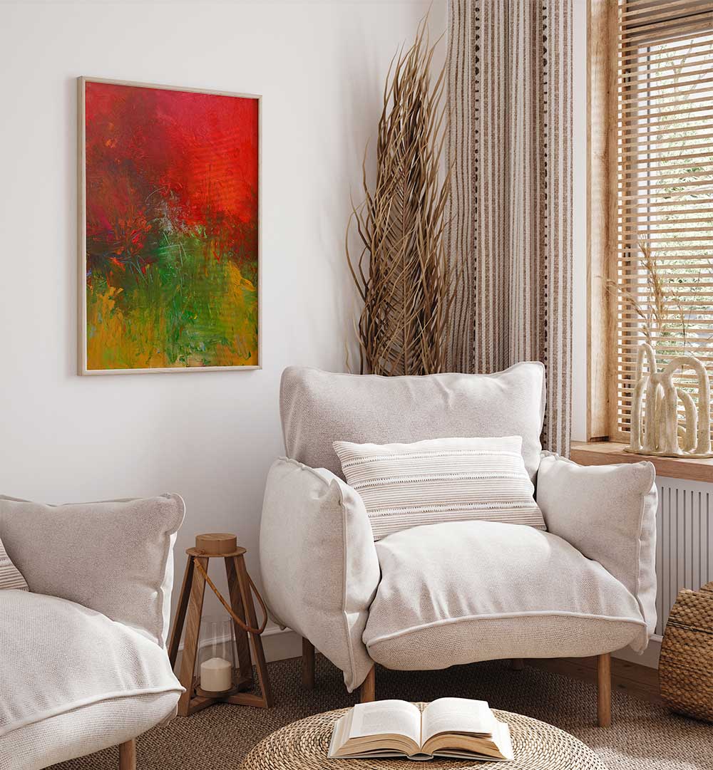 Brighten your space with TROPICS II, ABSTRACT PAINTINGS featuring bold colors and dynamic brush strokes.