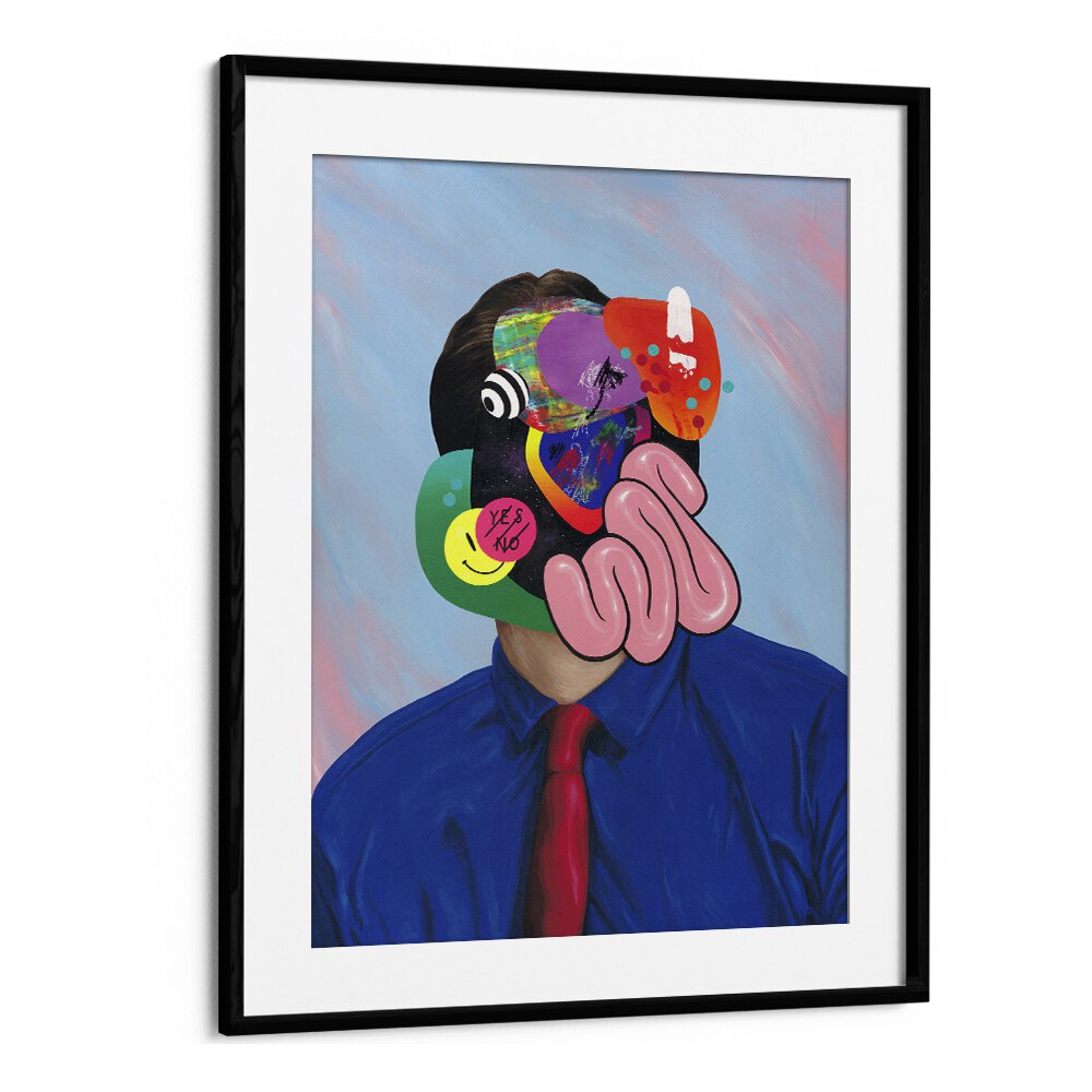 Trying Too Hard To Look Busy Pop Art Artwork in Black Floater Frame