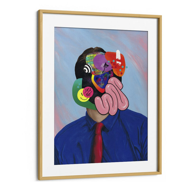 Trying Too Hard To Look Busy Pop Art Artwork in Oak Wood Frame With Mount