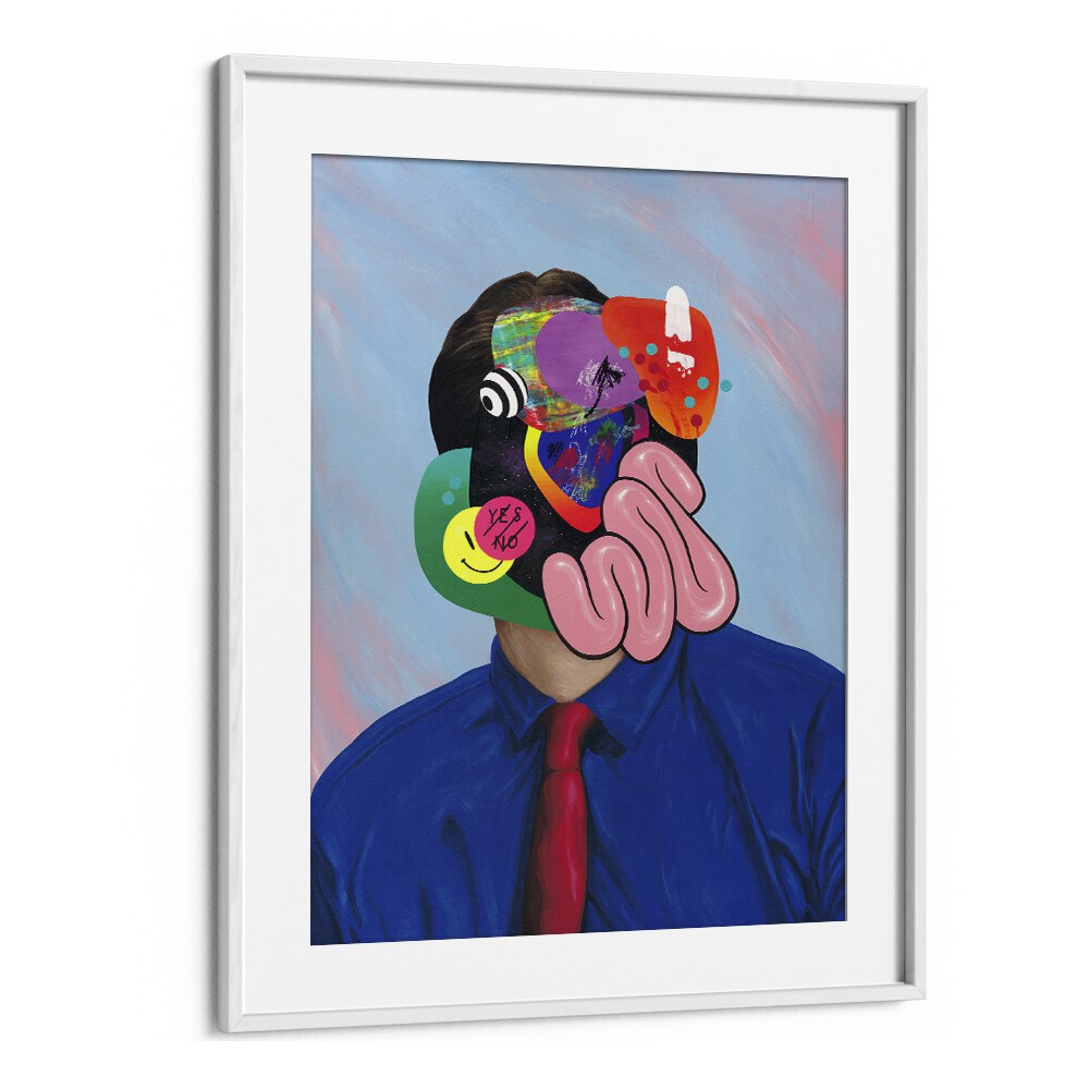 Trying Too Hard To Look Busy Pop Art Artwork in White Frame With Mount