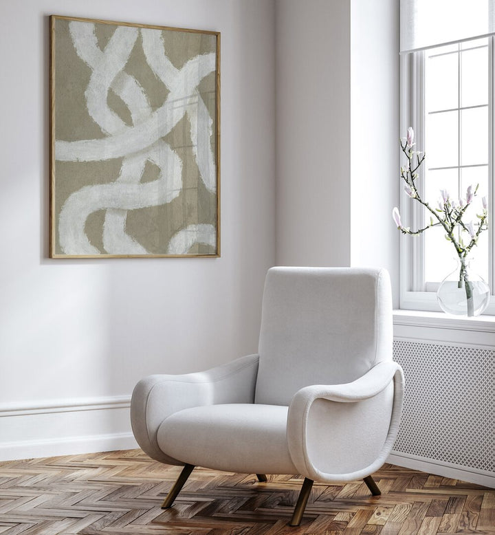 Stylish living room featuring TWIST, ABSTRACT PAINTINGS, enhancing the space with vibrant colors and intricate designs.