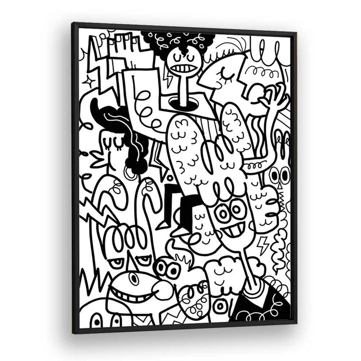 Twisted Tangles Doodle Art Artwork in Black Plain Frame