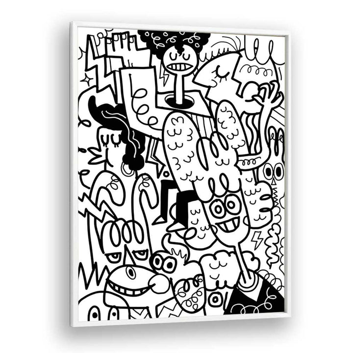 Twisted Tangles Doodle Art Artwork in White Plain Frame