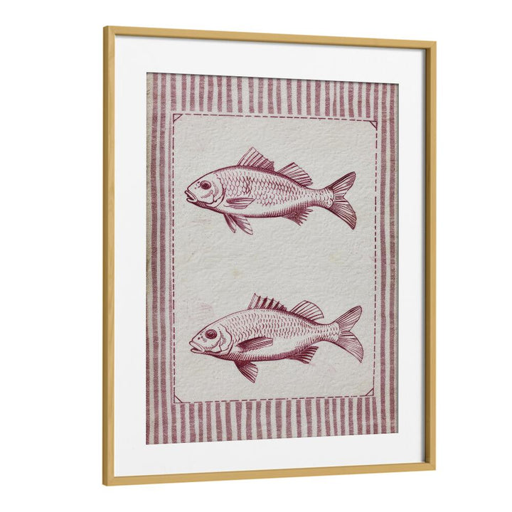 Two Fish And A Box Kids Art Artwork in Oak Wood Frame With Mount
