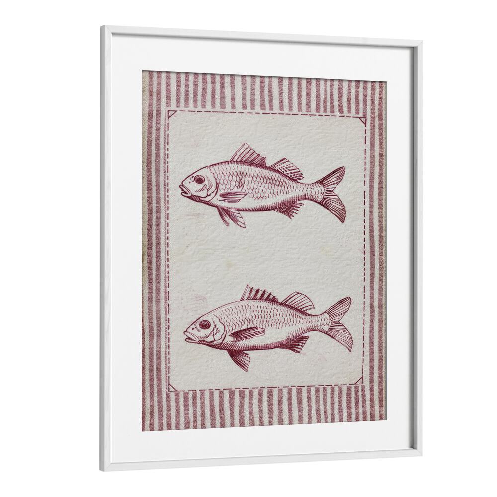 Two Fish And A Box Kids Art Artwork in White Frame With Mount