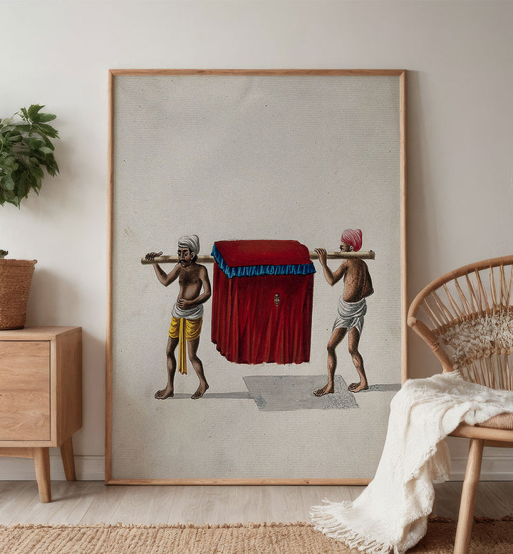 TWO MEN CARRYING A COVERED PALAQUIN