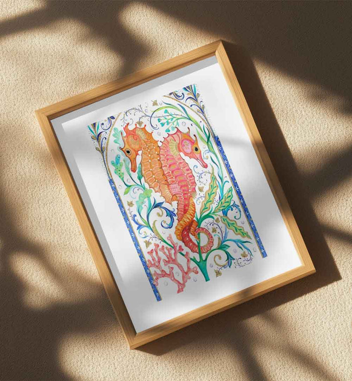 TWO VIBRANT SEAHORSES , BEACH PAINTINGS