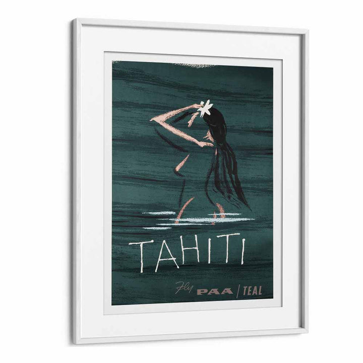 Tahiti  Retro Travel Posters in White Frame With Mount