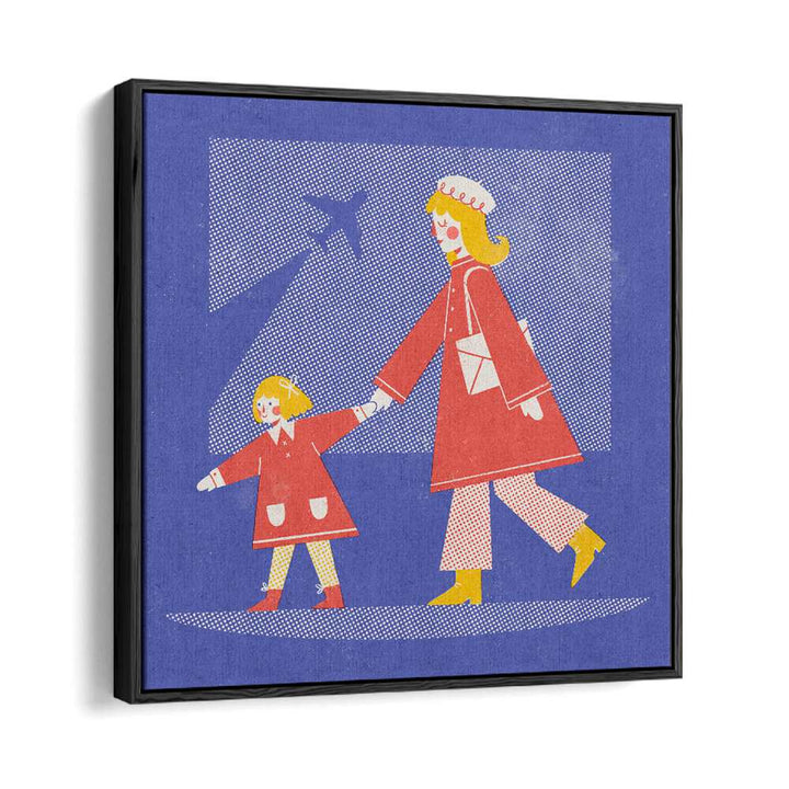 Take Off By Julia Leister Kids Paintings in Black Floater Frame