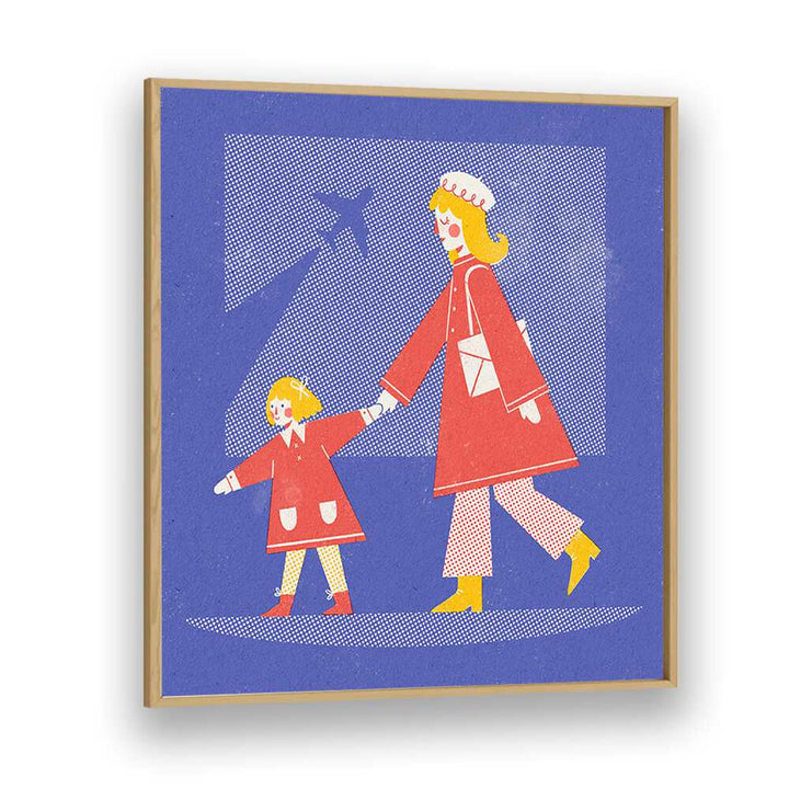 Take Off By Julia Leister Kids Paintings in Oak Wood Plain Frame