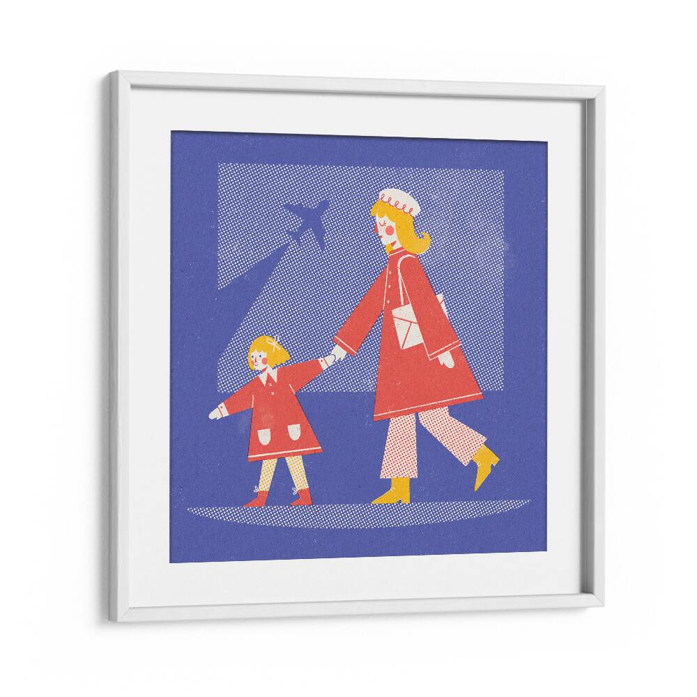 Take Off By Julia Leister Kids Paintings in White Frame With Mount