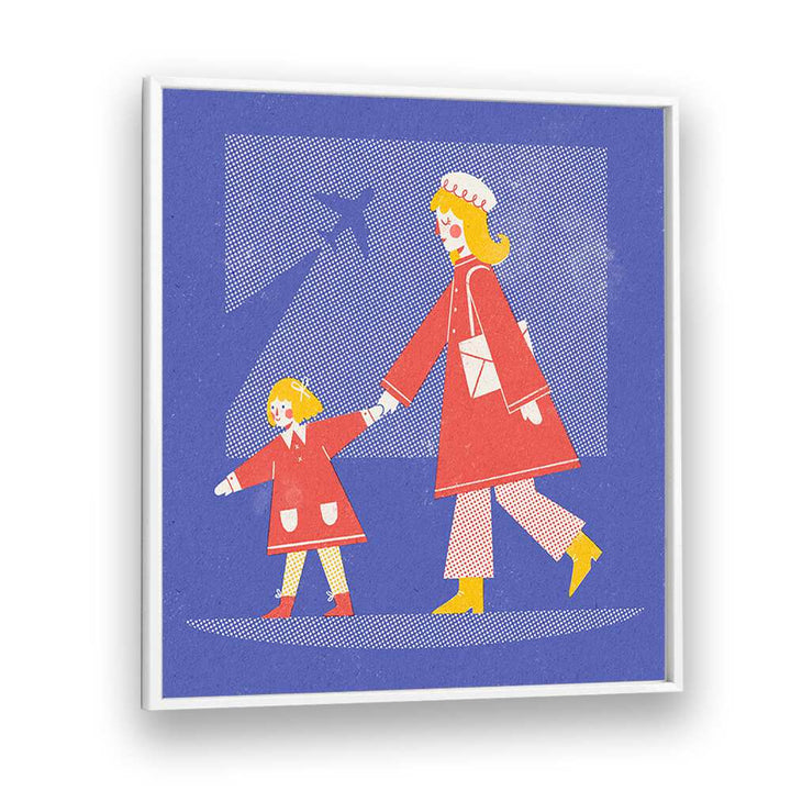 Take Off By Julia Leister Kids Paintings in White Plain Frame