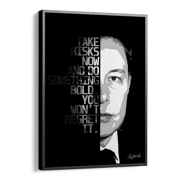 Take Risks Now quotes & typography poster in black floater frame, perfect for inspiring your space with motivation.