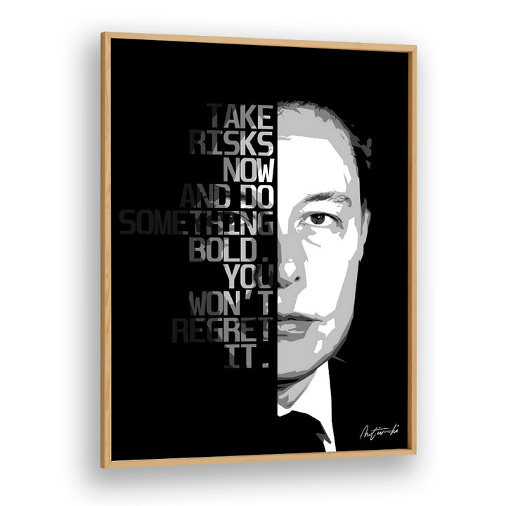 Take Risks Now, quotes & typography poster in oak frame, inspiring motivation for your space. Perfect for encouragement.