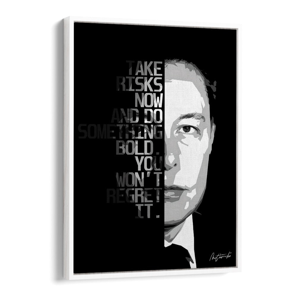 Bold typography poster featuring "TAKE RISKS NOW, QUOTES" to inspire motivation and positivity in any space.