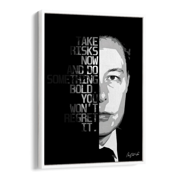Bold typography poster featuring "TAKE RISKS NOW, QUOTES" to inspire motivation and positivity in any space.