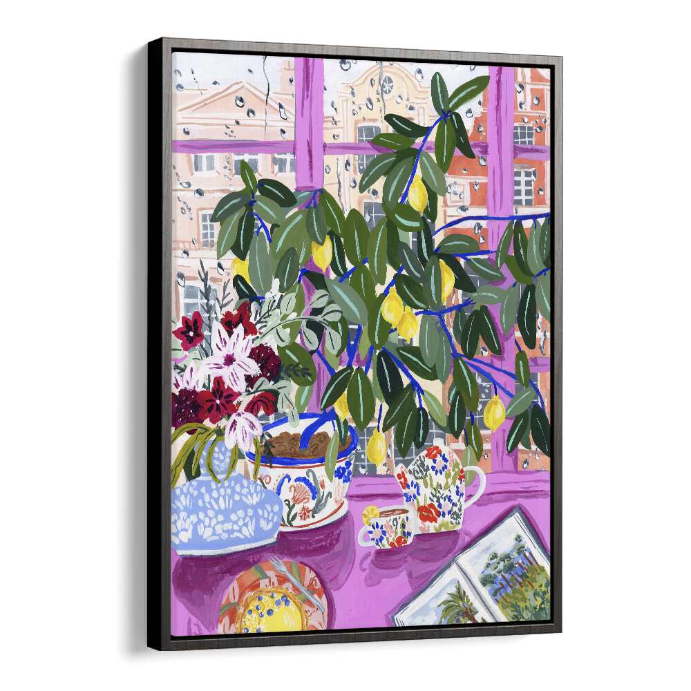 Tea With Marianne By Sarah Gesek Kitchen Art Prints in Black Floater Frame