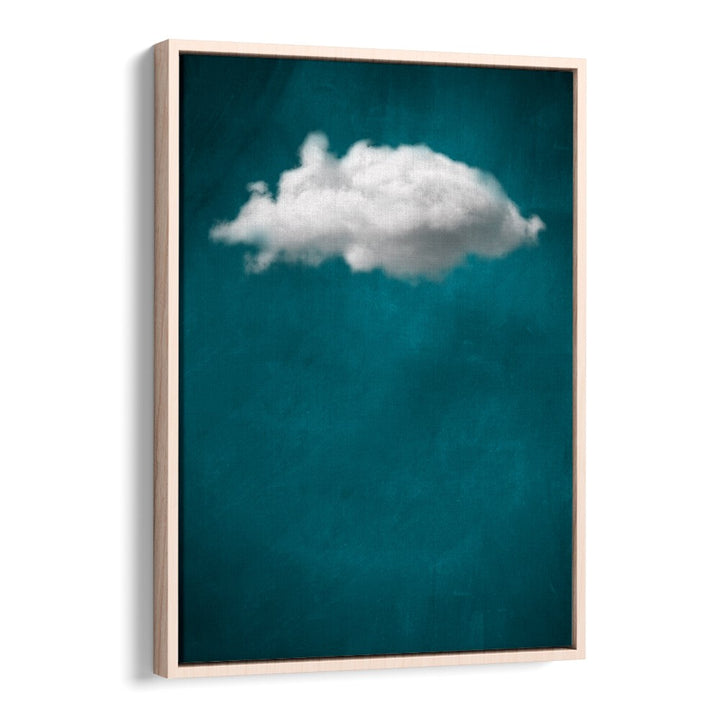 Teal Cloud No I By Aureous Abstract Paintings Abstract Art Prints in Oak Wood Floater Frame