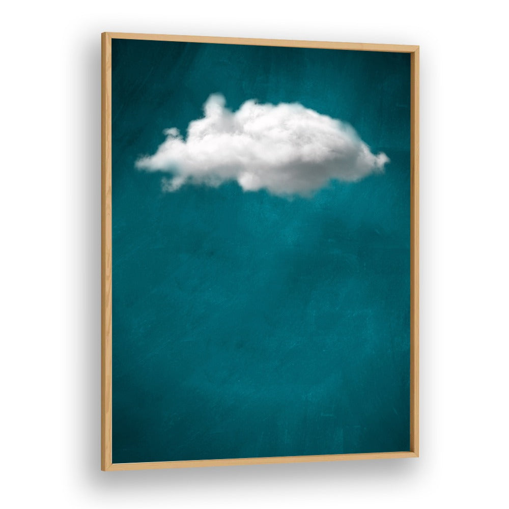 Teal Cloud No I By Aureous Abstract Paintings Abstract Art Prints in Oak Wood Plain Frame