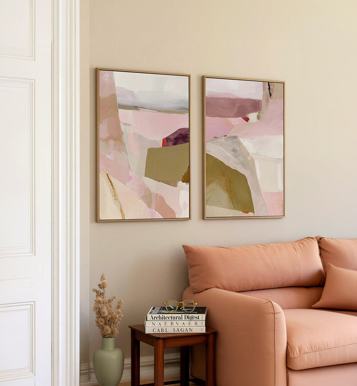 TENDER BLUSH , SET OF 2 PAINTINGS
