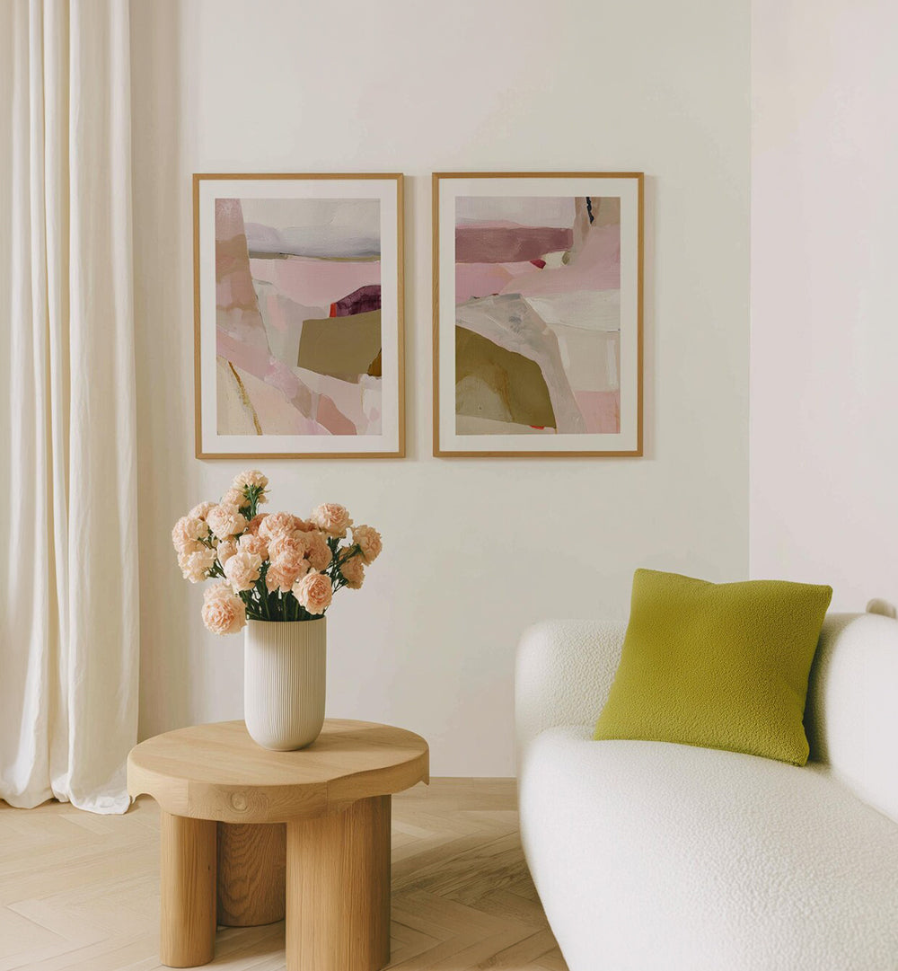 TENDER BLUSH , SET OF 2 PAINTINGS
