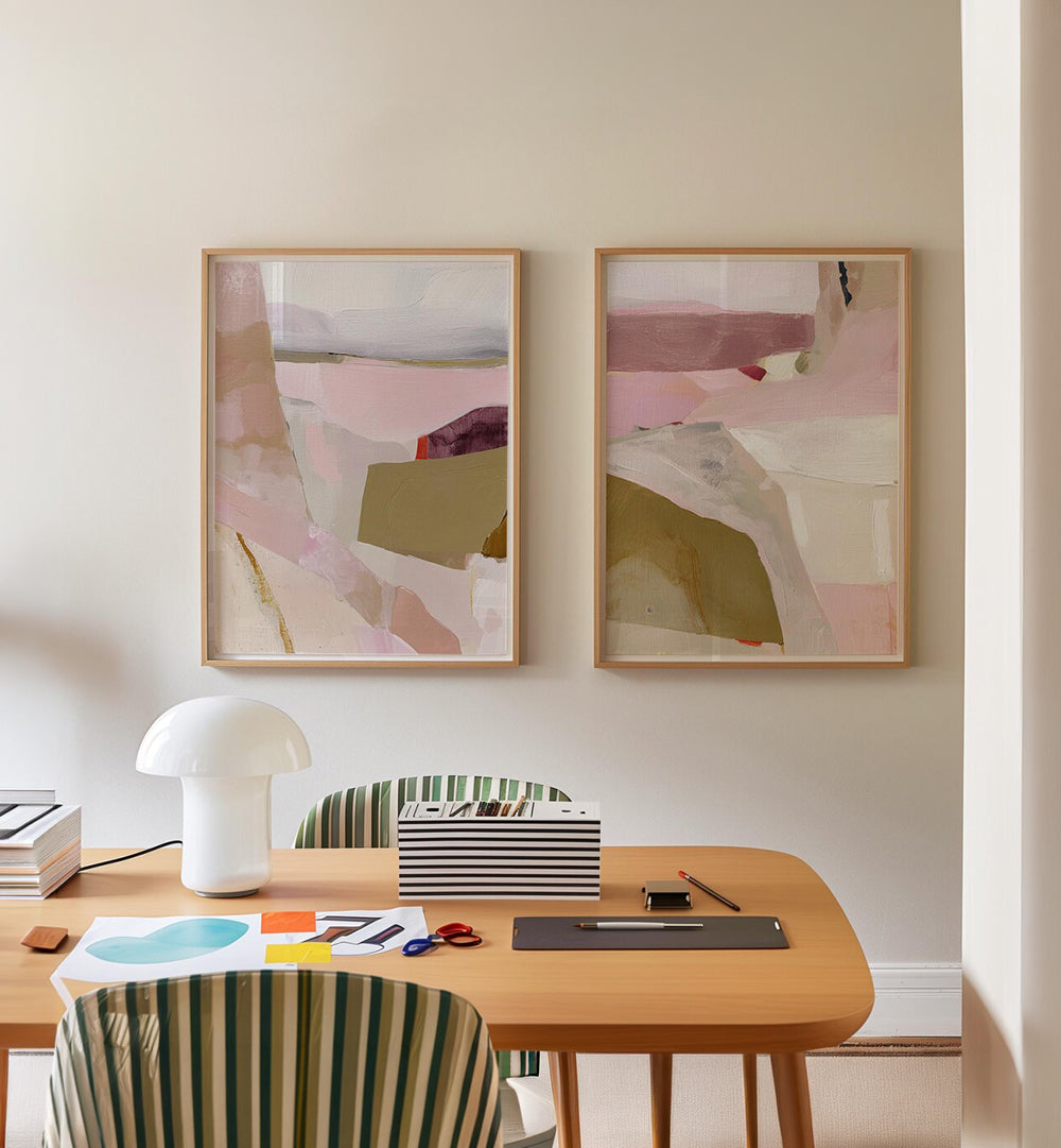 TENDER BLUSH , SET OF 2 PAINTINGS