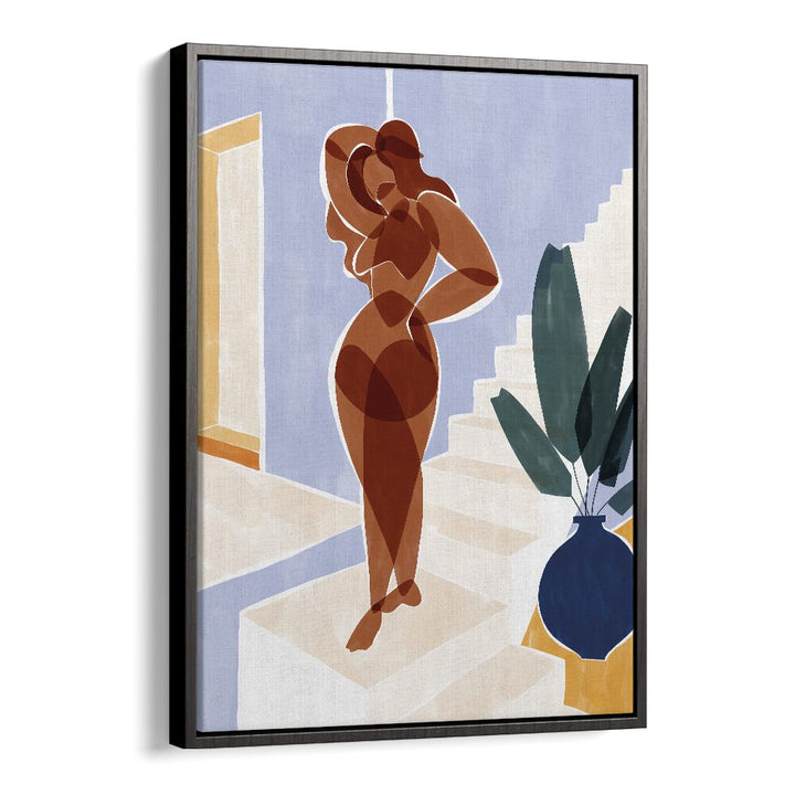 Terracotta Woman By Ivy Green Women Illustration Paintings in Black Floater Frame